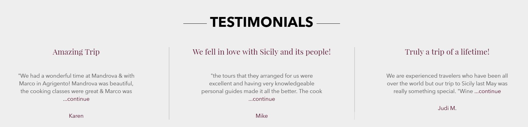Vino e territorio: il caso studio del sito di Wine Tour in Sicily. Testimonials.